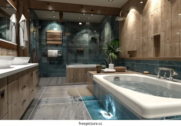 Modern Luxurious Bathroom Interior Design Illustration