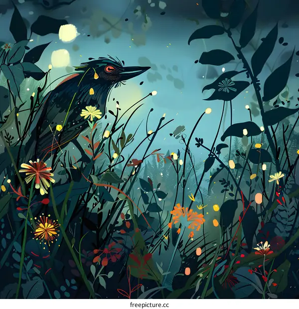 Night Bird In The Forest