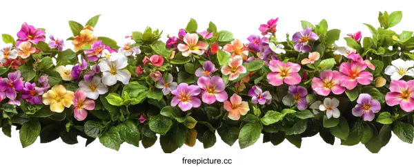 [Transparent Background PNG]Colorful Floral Border with Multicolored Flowers