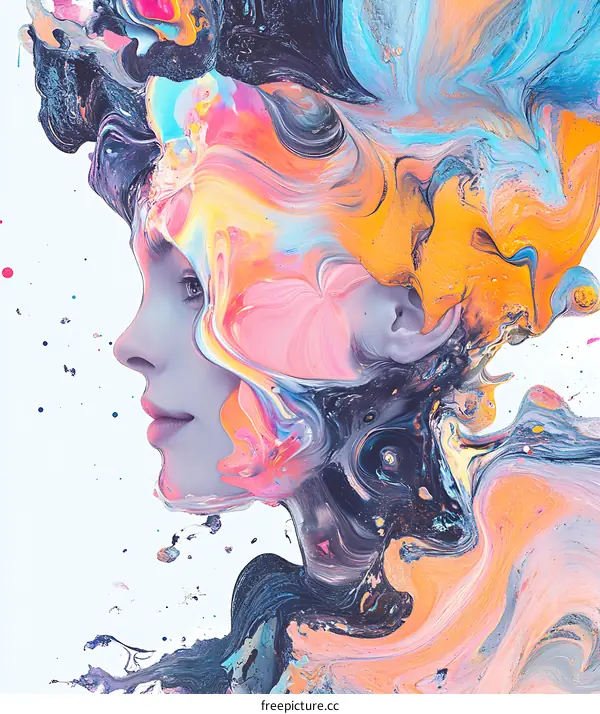 Abstract Portrait with Colorful Swirls