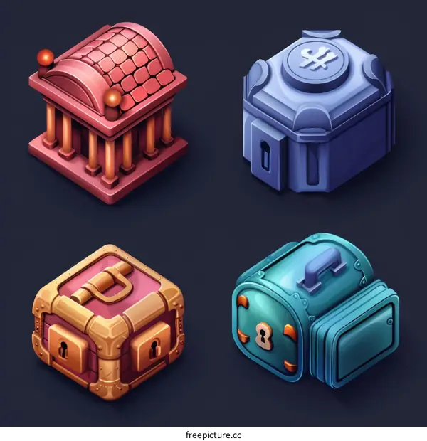 isometric treasure chests