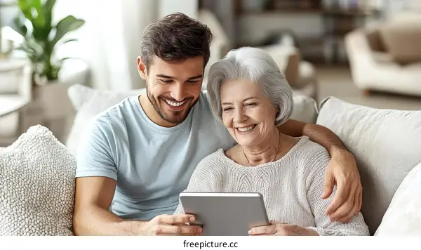 Happy Family Bonding Over Digital Device