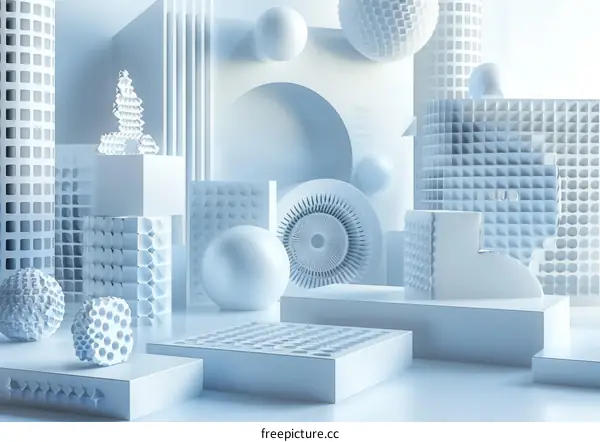 White abstract geometric shapes composition