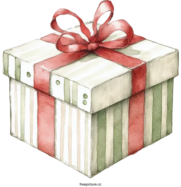 [Transparent Background PNG]Beautiful Watercolor Gift Box Illustration