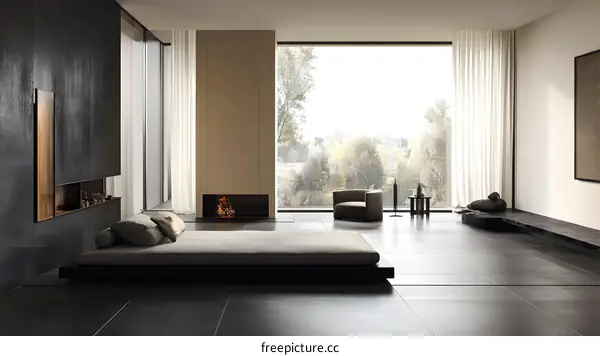 Minimalist Interior Design with Black and Brown Color Scheme