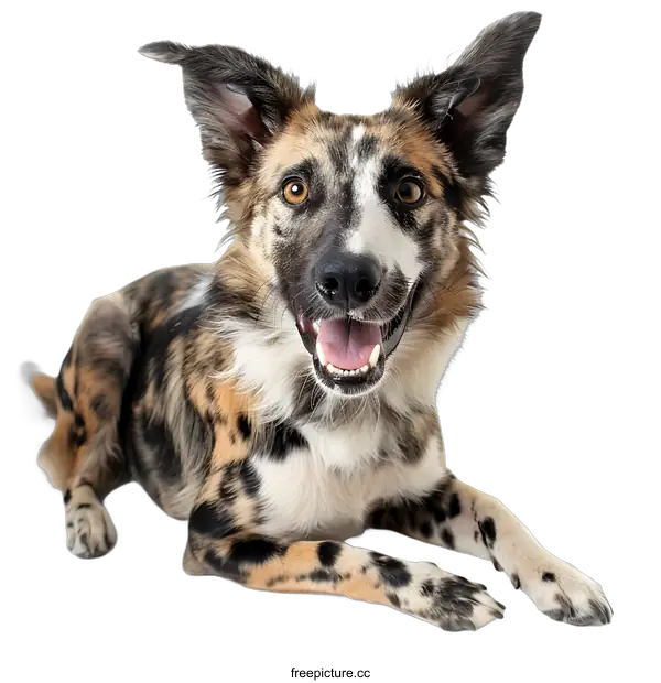 [Transparent Background PNG]A happy Australian shepherd dog with a white background