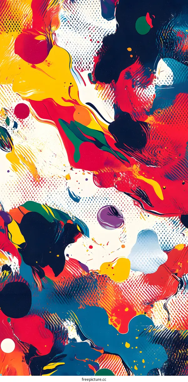 Abstract Colorful Swirls and Dots Digital Art