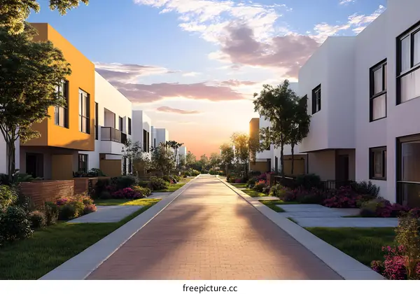 Modern Architecture Homes in a Suburban Neighborhood