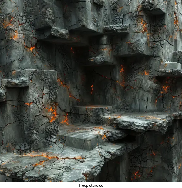 3D Lava Rock Shelf Background