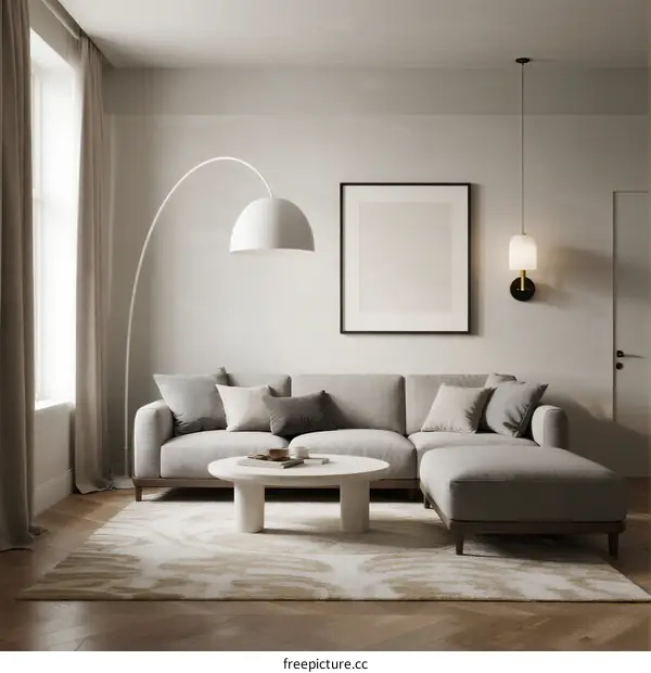 Modern Living Room with Neutral Tones and Minimalist Furniture
