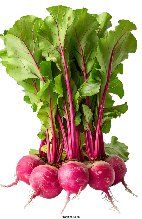 [Transparent Background PNG]A bunch of fresh beets with green leaves