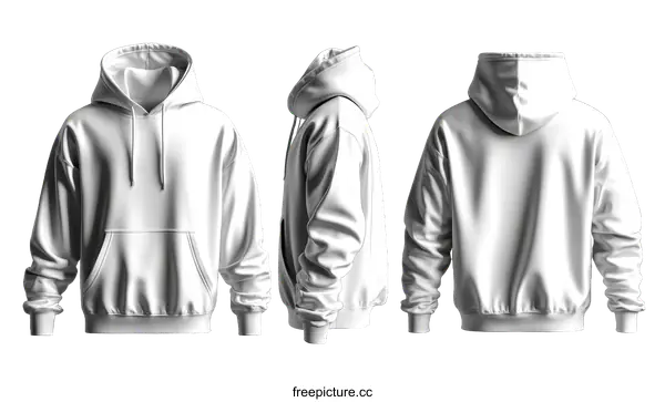 [Transparent Background PNG]Blank White Hoodie Mockup Design