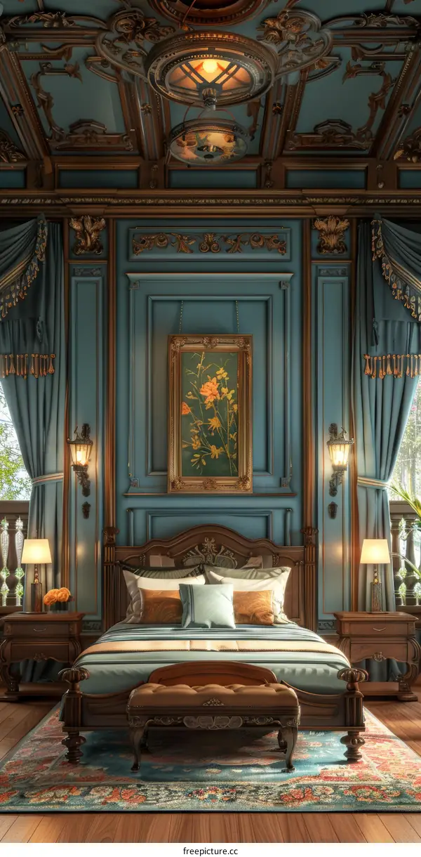 Luxurious Antique Bedroom Illustration