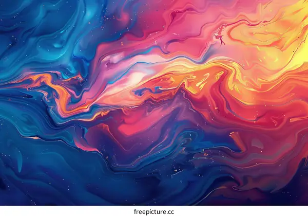 Abstract Colorful Fluid Painting