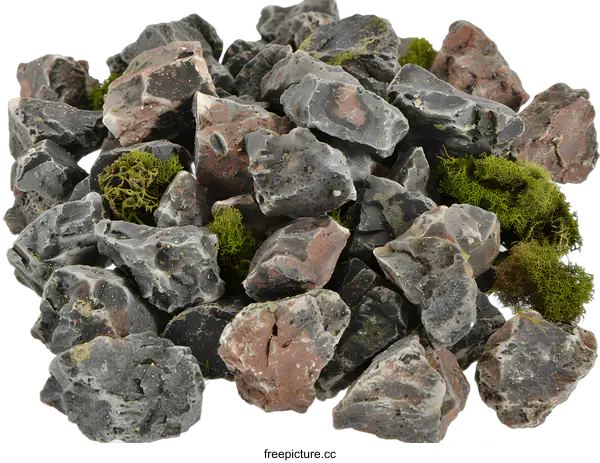 [Transparent Background PNG]Close Up of Pile of Rocks with Moss