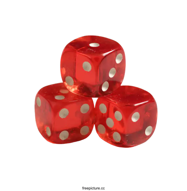 [Transparent Background PNG]Three Red Dice in a Stack