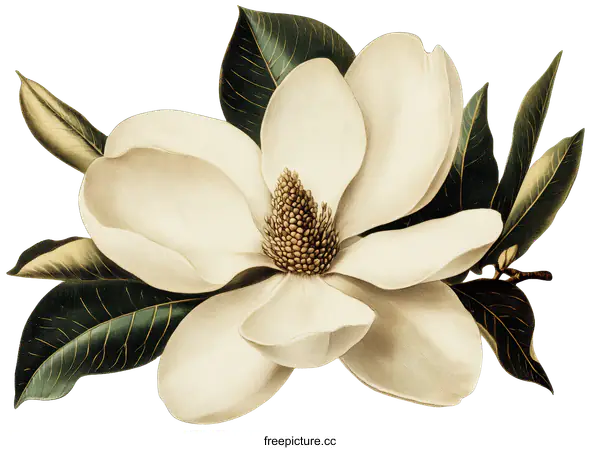 [Transparent Background PNG]Beautiful Magnolia Flower Illustration