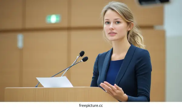 Business Woman Speaker at a Conference