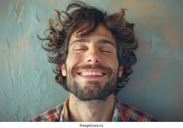 Smiling Caucasian Man with Wavy Hair