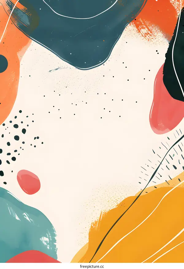 Abstract Painting with Colorful Shapes and Lines