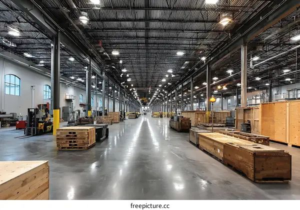 Spacious Industrial Warehouse Interior