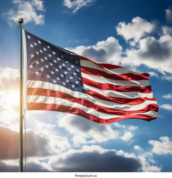 The American Flag Billowing in the Wind