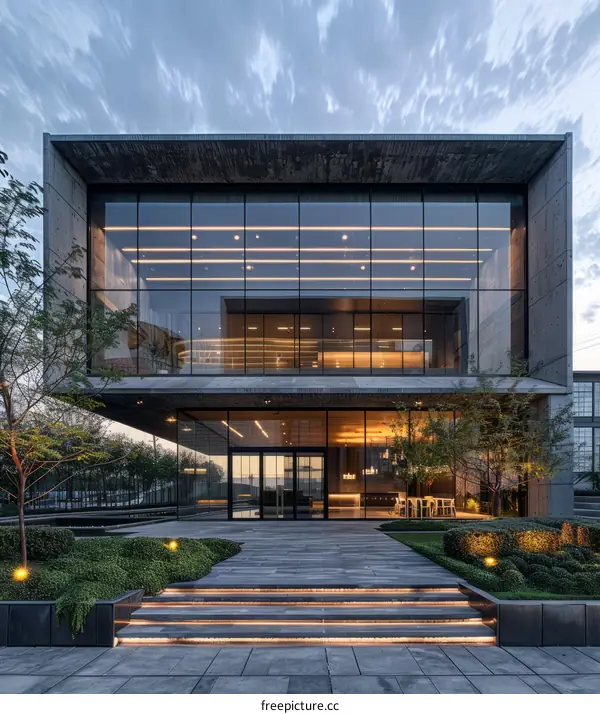 Sustainable Modern Office Building with Green Roof