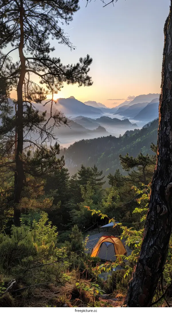 Camping in the Mountains with a Serene Valley View