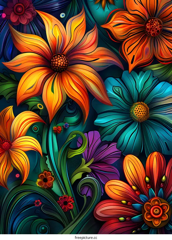 vibrant flowers of multiple colors