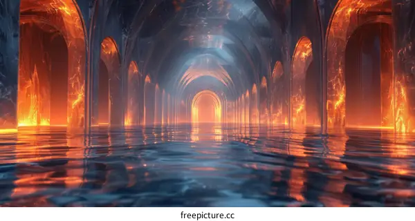 Surreal Fire and Water Corridor