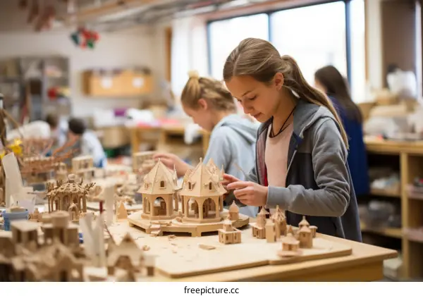 Students working on a project in a classroom