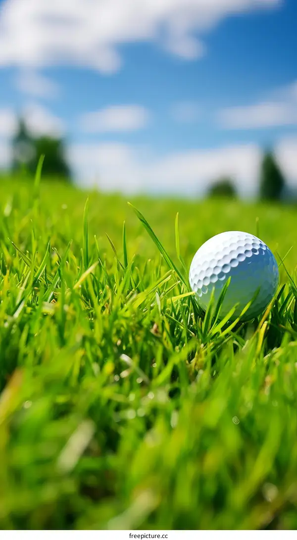Close-up of a golf ball on the green