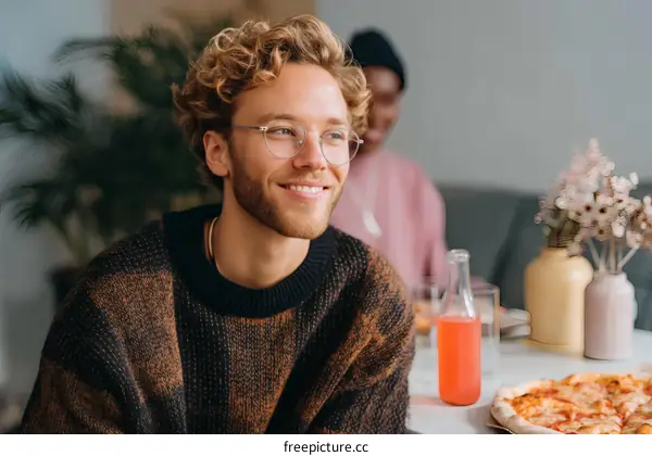Casual Gathering with Friends Enjoying Pizza