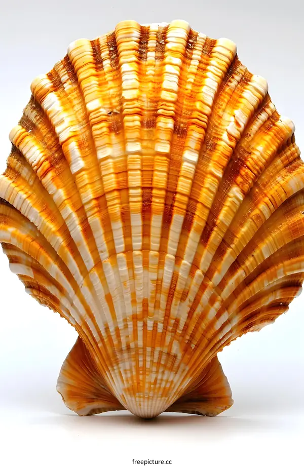 Orange and White Seashell on White Background