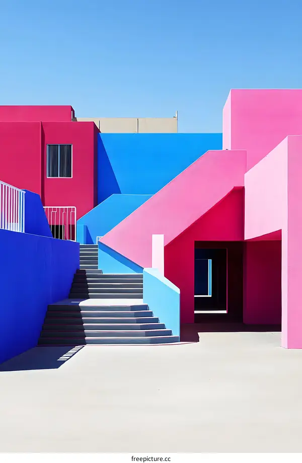 Modern Architecture With Colorful Walls and Stairs