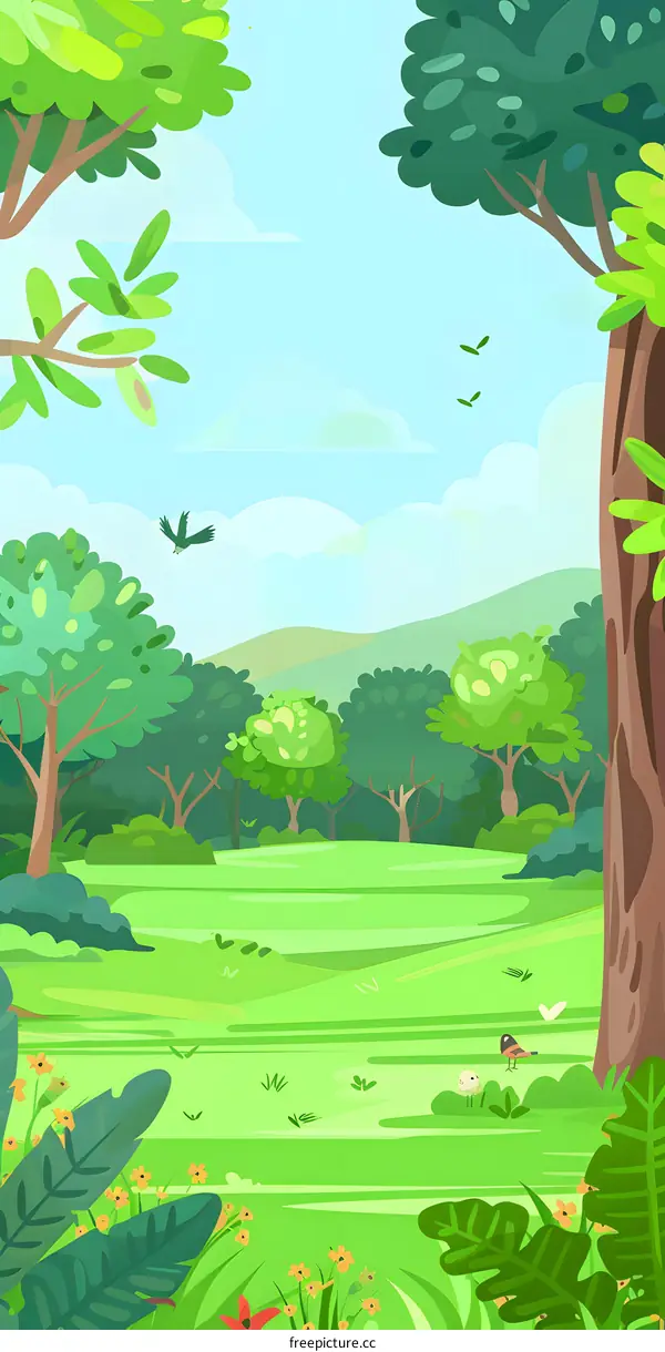 Green Forest Landscape Illustration