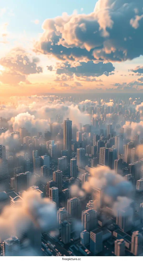 Cityscape with Clouds at Sunset