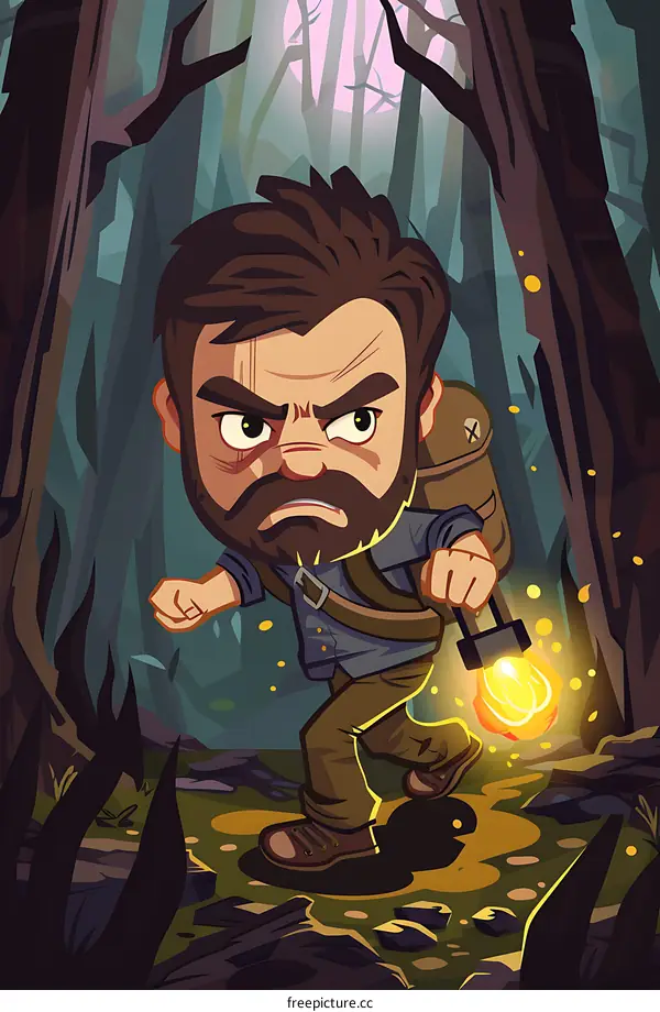 Man in the Woods with Lantern