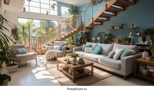 Stairway to the living room