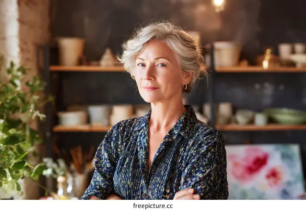 Confident Senior Woman in a Creative Studio