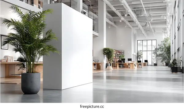Modern Office Interior with Large Windows