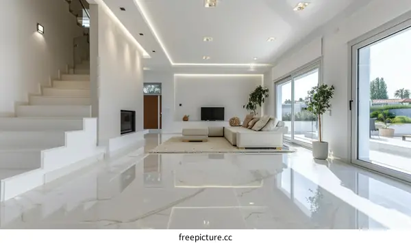 Bright and Airy Modern Living Room With Fireplace