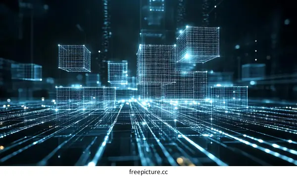 Digital Cityscape Network of Cubes