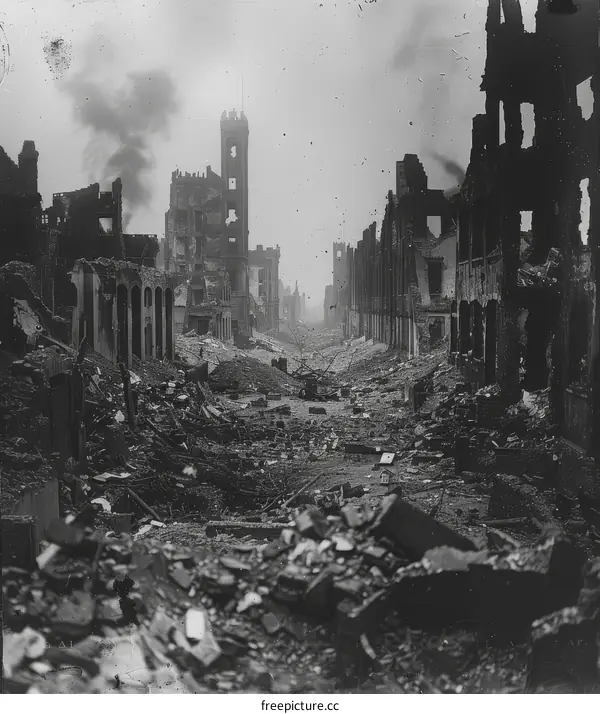 The ruins of Ypres, Belgium, after World War I