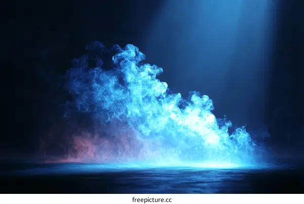 Abstract Blue Smoke Background with Spot Light