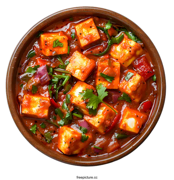 [Transparent Background PNG]Indian Curry with Paneer Cheese and Vegetables