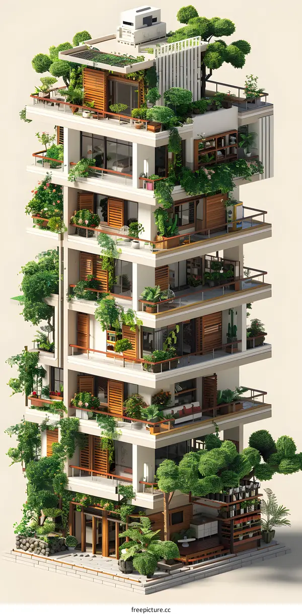 Green Living Architecture with Nature Integrated into Design