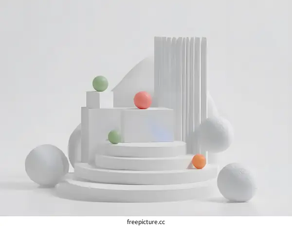 Abstract White Geometric Shapes Minimalist Background