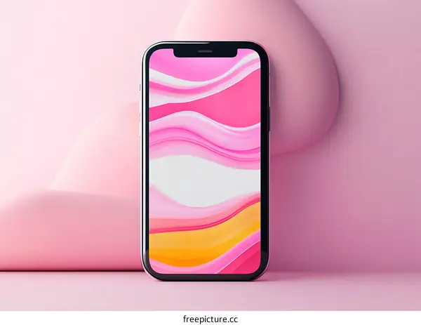 Abstract Phone Mockup With Pink Background