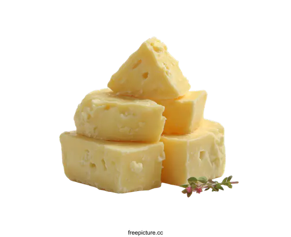 [Transparent Background PNG]Closeup Stack of Cheese Pieces